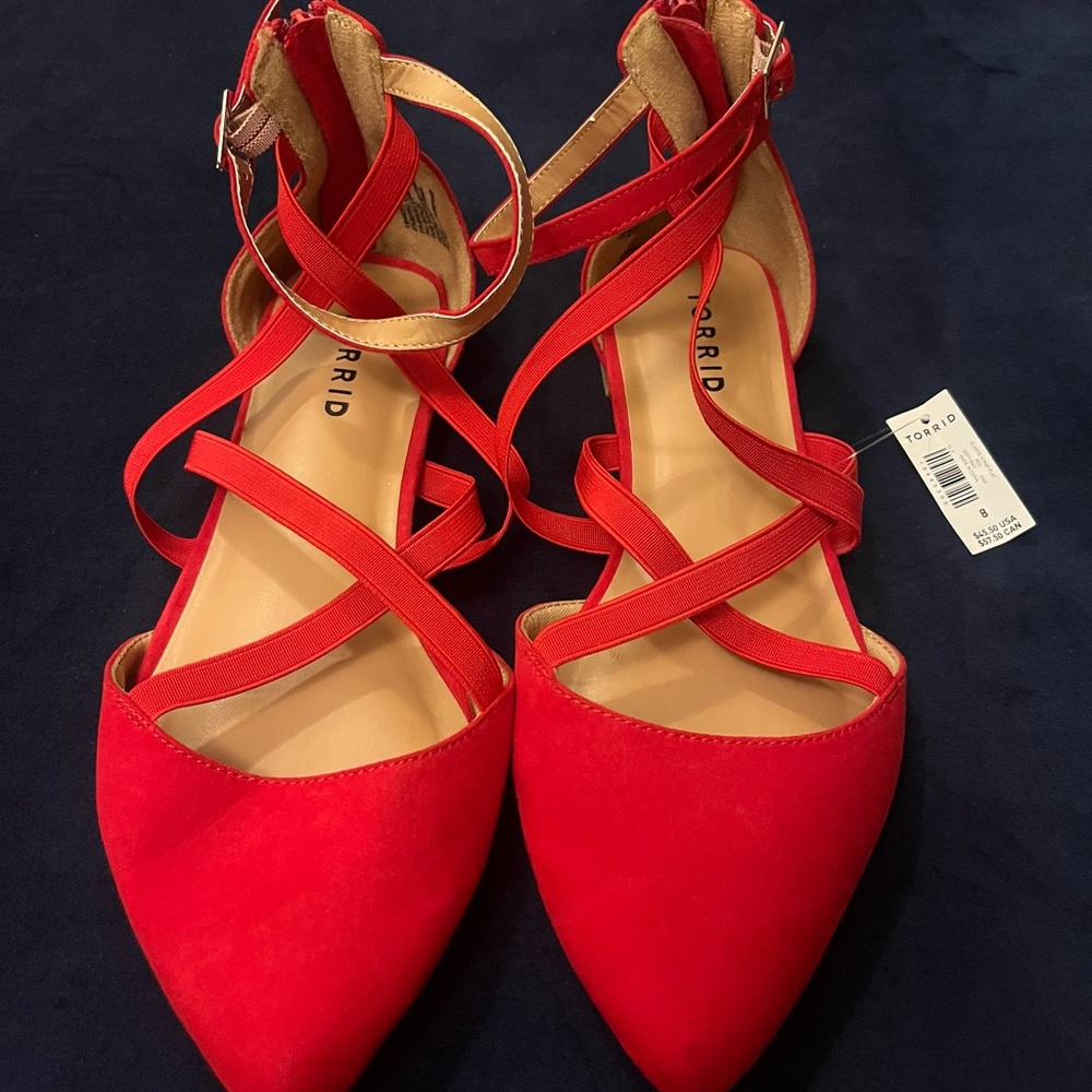 Torrid Red Strappy Pointed-Toe Flats